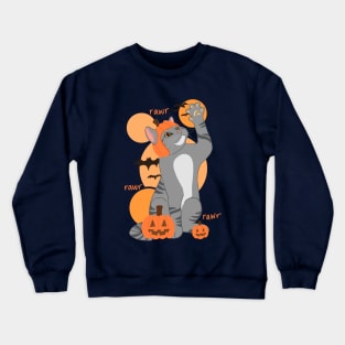 HALLOWEEN PUMPKIN GRAY CAT Crewneck Sweatshirt